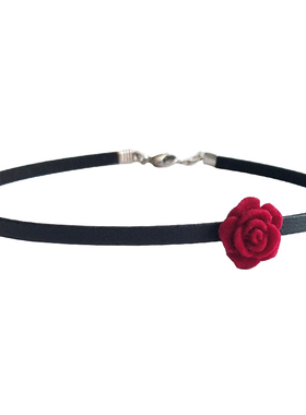 秋冬红玫瑰气质高级感颈链黑丝绒