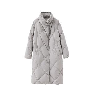 【到手899元】轻暖棉被90鹅绒大菱格绗缝羽绒服中长款加厚外套女