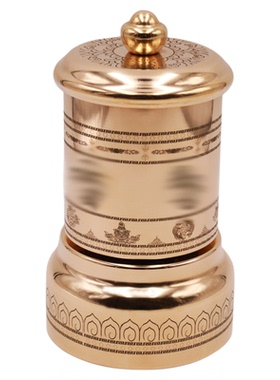 转动轮转金桶黄铜摆件