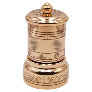 转动轮转金桶黄铜插电转动金转筒西藏藏族摆件家居语狮子缩微胶片