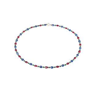 可卿珠宝 锦绣 红宝石项链女18k金蓝宝石项链颈链彩宝正品礼物