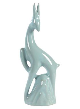 汝窑陶瓷长颈鹿雕塑摆件长辈礼品