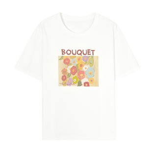 伊芙丽outlets店春日花朵插画字母印花T恤春夏圆领短袖上衣女装