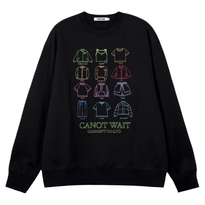 CANOTWAIT夜光线刺绣抓绒卫衣