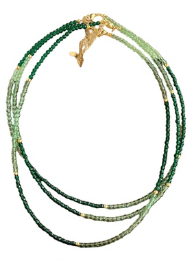 撞色深浅绿人造祖母绿锁骨链