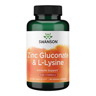 美国swanson斯旺森葡萄糖酸锌赖氨酸二合一胶囊90粒调节能量代谢