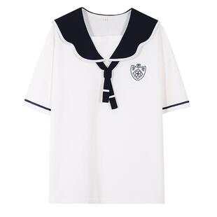 初中生T恤少女海军领水手服2026夏季年新品高中日系短袖领结上衣