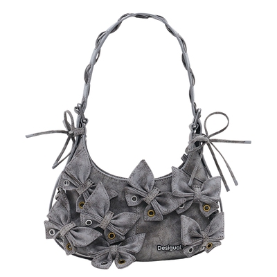 Desigual斑驳仿皮蝴蝶结装饰绑带肩带可调节女式腋下包