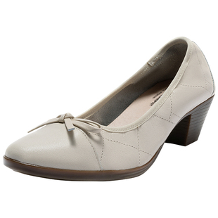 24Hrs西班牙24小时进口女士浅口单鞋 优雅通勤中跟小牛皮鞋 25220