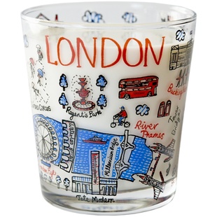 日本进口井泽IZAWA玻璃杯水杯啤酒果汁杯早餐杯插画可爱日式茶杯