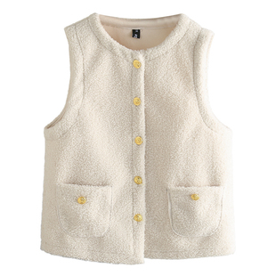 大码女装小香风羊羔毛颗粒绒马甲女2026新款秋冬外穿百搭背心上衣