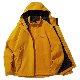 Jackwolfskin德国狼爪秋冬男士户外防风防水抓绒三合一冲锋衣