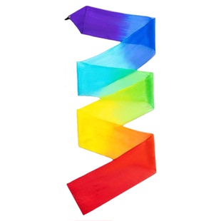 彩绸舞彩带儿童手持真丝七彩绸彩带体操跳舞表演演出专用舞蹈道具