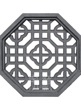 多边形镂空窗花中式围墙浮雕隔断