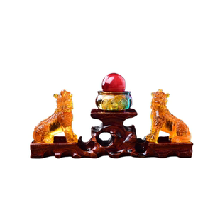 2026马年属虎人的喜柿连猪琉璃摆件生肖虎吉祥物礼物男女客厅卧室