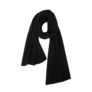 FUNKYFUN 黑色灰色细麻花纹针织秋冬大围巾围脖披肩