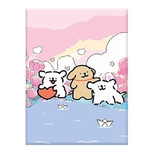 新款线条小狗数字油画diy填充可爱治愈涂色丙烯油彩画生日礼物