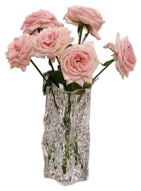 玻璃花瓶水养鲜花百合玫瑰桌面客厅插花装饰摆件民宿轻奢高级感