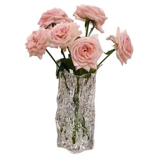 玻璃花瓶水养鲜花百合玫瑰桌面客厅插花装饰摆件民宿轻奢高级感