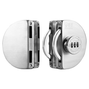 玻璃门密码锁双开门免打孔商铺推拉门锁办公室玻璃门对开无框门锁