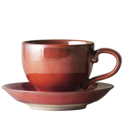 日式手工粗陶咖啡杯带碟套装艺术咖啡杯下午茶家用手冲咖啡杯