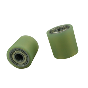 广野织带机无动力滚筒50耐磨聚氨酯pu铁轮铁心包胶轮双轴承轮滑轮