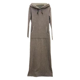 2025春装新款冬装女加肥大码纯棉连衣裙超长款加绒卫衣休闲女长裙