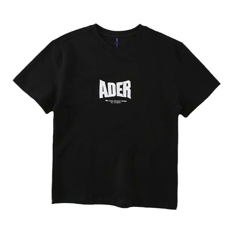 韩国潮牌ADER短袖夏季宽松百搭复古男女T恤刺绣字母简约原宿圆领