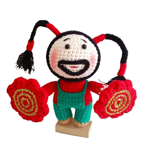 手工钩织如花二人转手绢小茄子毛线材料diy自制钥匙扣玩偶挂件