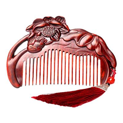 小李子檀木梳雕刻花紫檀木梳子