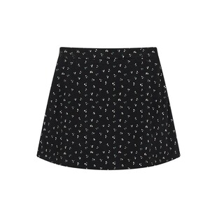 黑色碎花短裙女夏季新款大码胖mm遮肚高腰显瘦梨形身材a字半身裙