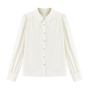 【升级加厚】秋水伊人长袖衬衫女高级感上衣2026春季新款翻领衬衣