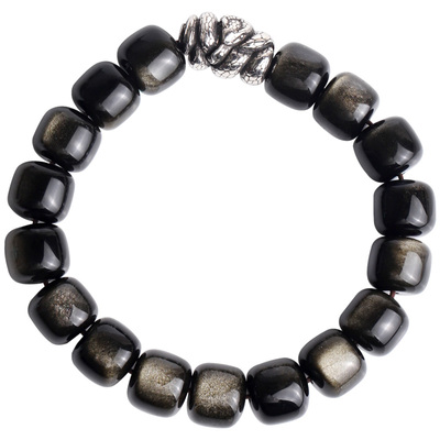 原创设计天然黑曜石蛇年手串