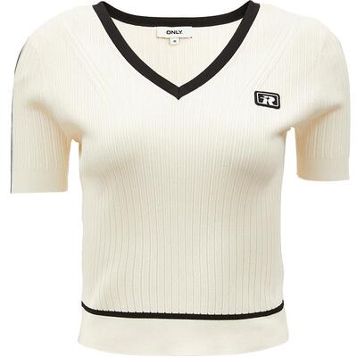 ONLY短款短袖V领针织衫
