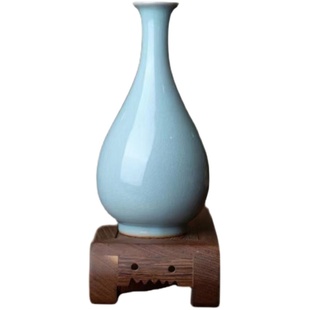 非遗手工窑口传世器型汝窑玉壶春 汝州朱法喜汝瓷花瓶