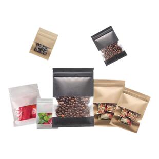 加厚开窗牛皮纸试吃袋干果茶叶食品包装袋粉末密封分装袋印刷文字