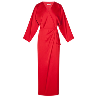 倪妮同款红色新娘连衣裙女2023新款敬酒礼服高端醋酸丝质缎面显瘦