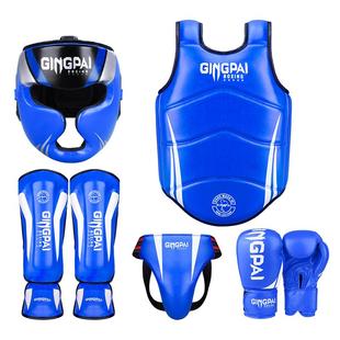 竞派散打护具全套成人儿童泰拳拳击训练护头护腿护胸搏击护具套装