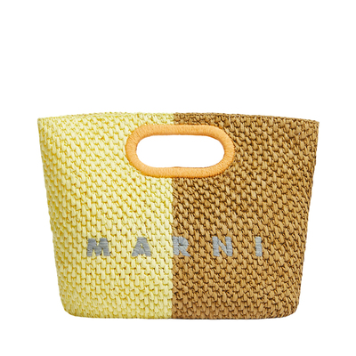 【24期免息】MARNI 2026春夏新品拼色编织手提托特草编包