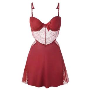 真丝性感蕾丝睡衣女款夏季新款纯欲大码大胸吊带睡裙送闺蜜礼盒装