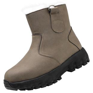 强人3515羊毛靴男冬季保暖真皮东北棉靴高帮雪地靴厚底防寒蒙古靴