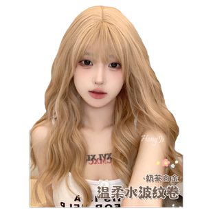 哼唧lolita假发女长发港风复古中分刘海蛋卷头羊毛卷长卷发自然
