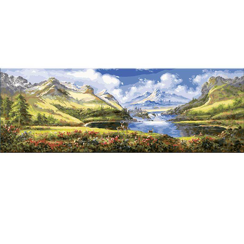 diy山水治愈风景大幅数字油画