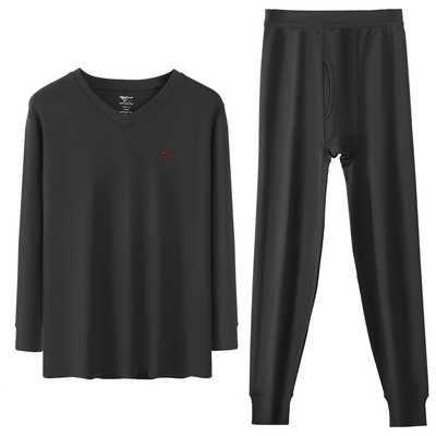 七匹狼鸡心领全棉保暖内衣套装男