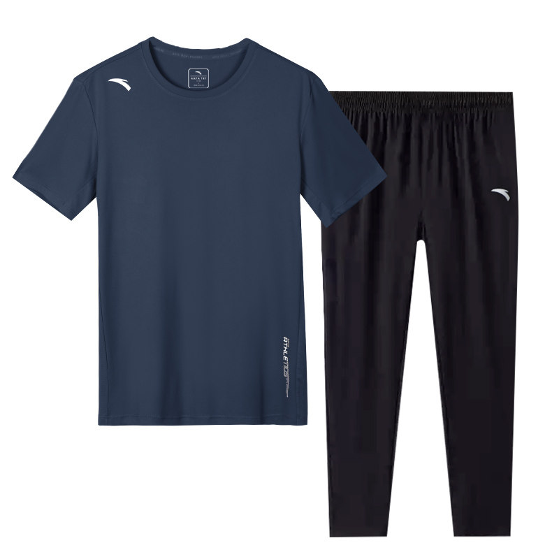 安踏夏季套装男2026新款冰丝速干休闲运动服中年爸爸夏装父亲套装