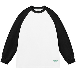 BPCALL 2.0重磅美式复古日系插肩牛角长袖搭街头纯棉T恤男款女款