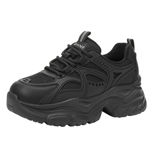 达芙妮厚底休闲鞋女2026年新款冬季加绒增高老爹鞋黑色百搭运动鞋