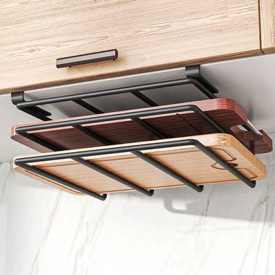 创意厨房砧板置物架菜板架橱柜下方悬挂案板放置架锅盖收纳架黑色