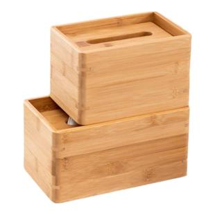 楠竹纸巾盒简约酒店民宿餐巾纸盒客厅茶几创意浮盖纸抽盒可定logo