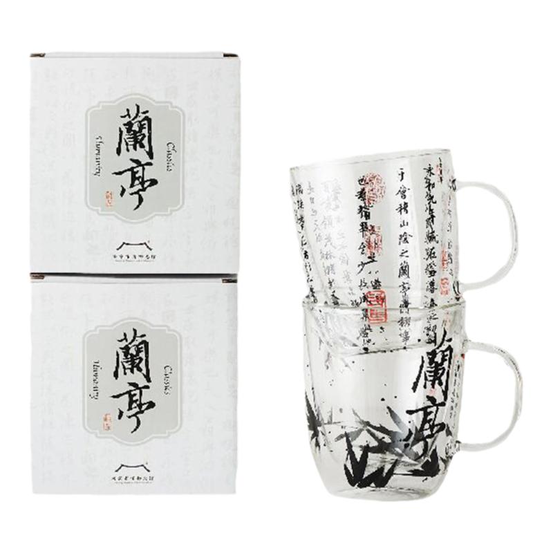 南京博物馆文创兰亭序国风啤酒杯茶杯玻璃杯双层创意南京伴手礼